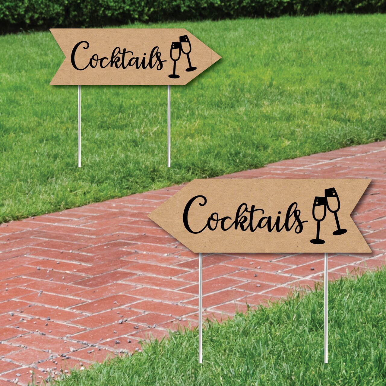 Big Dot of Happiness Rustic Wedding Cocktails Signs - Wedding Sign Arrow - Double Sided Directional Yard Signs - Set of 2 Cocktails Signs